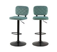 Lot de 2 chaises de bar réglables 60/81 cm en velours vert d'eau - Viktor - Maison Pavane