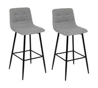 Atmosphera Tabouret de bar Sirac H 104 cm tissu gris pieds métal assise rembourrée repose-pieds