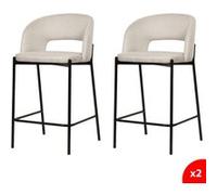 Lot de 2 chaises de bar, tabourets tissus beige - pieds en métal noir - KRISTEN Beige G
