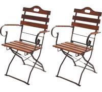 lot de 2 chaises de brasserie HWC-J40, chaise pliante de jardin, qualité gastronomique en acacia MVG ~ brun