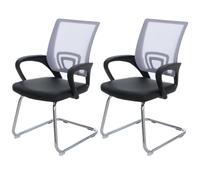 Lot de 2 chaises de conférence / chaise visiteurs Ancona, simili-cuir blanc