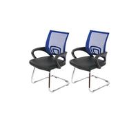 Lot de 2 chaises de conférence / chaise visiteurs Ancona, simili-cuir bleu Multicolore