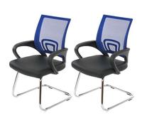 Lot de 2 chaises de conférence / chaise visiteurs Ancona, simili-cuir bleu Multicolore