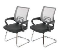 Lot de 2 chaises de conférence / chaise visiteurs Ancona, simili-cuir, gris Gris G
