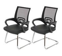 Lot de 2 chaises de conférence / chaise visiteurs Ancona, simili-cuir noir