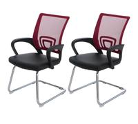 Lot de 2 chaises de conférence / chaise visiteurs Ancona, simili-cuir rouge