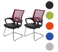 Lot de 2 chaises de conférence / chaise visiteurs Ancona, simili-cuir rouge