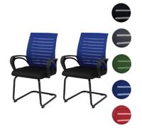 Mendler Lot de 2 chaises de conférence HWC-K51, Bleues, piètement Noir
