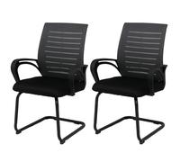 Lot de 2 chaises de conférence HWC-K51, chaise visiteur à piètement luge, tissu/textile (250 g/m²) MVG gris, structure noire