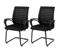 Lot de 2 chaises de conférence HWC-K51, chaise visiteur à piètement luge, tissu/textile (250 g/m²) MVG noir, structure noire