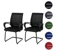 Mendler Lot de 2 chaises de conférence HWC-K51, Noires, piètement Noir