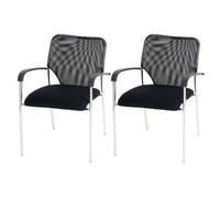 Lot de 2 chaises de conférence / visiteur Tulsa, empilable, tissu siège noir, dossier noir