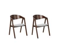 Beliani Lot de 2 Chaises de Cuisine Rétro Assise Rembourrée Teinte Bois Sombre et Gris Yuba