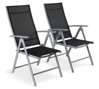 Lot de 2 chaises de jardin A-026, pliantes, capacité de charge jusqu'à 120 kg, gris argenté/noir