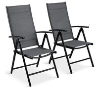 Lot de 2 chaises de jardin A-026, pliantes, capacité de charge jusqu'à 120 kg, noir/gris