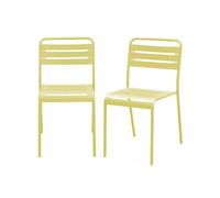 Lot de 2 chaises de jardin acier. 2 places. jaune. Amelia. L44 x P52 x H79cm