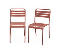 Lot de 2 chaises de jardin acier. 2 places. terracotta. Amelia. L44 x P52 x H79cm