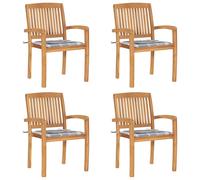 Lot de 2 Chaises de Jardin avec Coussins Siège Bleu Bois de Teck Massif vidaXL
