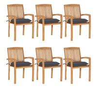 Lot de 2 Chaises de Jardin avec Coussins Siège Bleu Bois de Teck Massif vidaXL