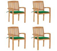 Lot de 2 Chaises de Jardin avec Coussins Siège Bleu Bois de Teck Massif vidaXL