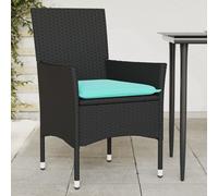 vidaXL Chaises de jardin avec coussins 2 pcs. noir poly rotin
