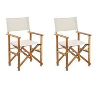 Lot de 2 chaises de jardin bois clair et blanc cassé CINE