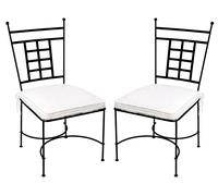 Lot de 2 chaises de jardin de style méditerranéen, modèle Athènes, en fer noir, 107 cm