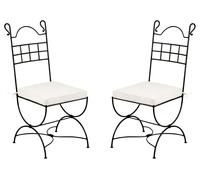 Lot de 2 chaises de jardin de style méditerranéen, modèle Segovia, en fer noir, 100 cm