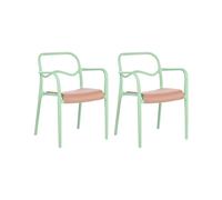 Lot de 2 Chaises de Jardin Empilables en Plastique Style Rétro Résistantes aux I