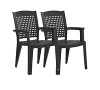 Lot de 2 chaises de jardin empilables en résine coloris Gris - Longueur 59 x Profondeur 60 x Hauteur 87 cm