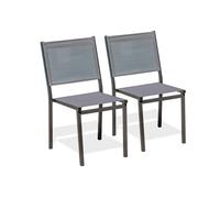 DCB Garden Lot de 2 chaises de jardin TOLEDE alu et toile plastifiée Gris anthracite