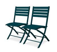 DCB Garden Chaises de jardin Lot de 2 en aluminium – Bleu canard