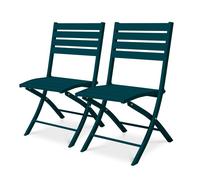 DCB Garden Chaises de jardin Lot de 2 en aluminium – Bleu canard