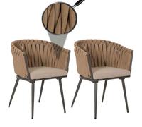 Lot De 2 Chaises De Jardin En Aluminium Hwc-N38, Chaise D'extérieur Avec Accoudoirs, Olefin Corde Tressée Rope Beige Coussin Marron Clair Gris