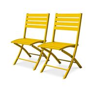 Paris Prix Chaises de jardin Marius – Lot de 2 – Pliantes en aluminium – Jaune moutarde