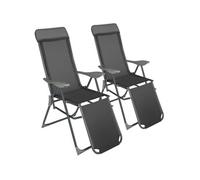 TecTake - Lot de 2 chaises longues JANA - Aluminium pliable, appuie-tête rembourré, gris anthracite