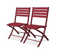 DCB Garden Chaises de jardin MARIUS en aluminium pliables H. 82 cm - Lot de 2 Rouge carmin
