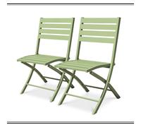 Lot de 2 chaises de jardin en aluminium - vert lagune