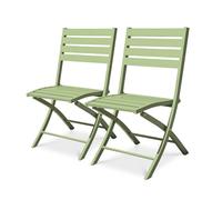Lot de 2 chaises de jardin en aluminium - vert lagune