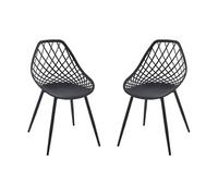 Vente-unique - Lot de 2 chaises de Jardin en polypropyléne avec Pieds en métal - Noir - Malaga de MYLIA