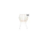 Lot de 2 chaises de jardin en rotin synthétique et métal coloris blanc - Longueur 57 x Profondeur 62 x hauteur 81 cm --