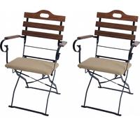 Mendler Lot de 2 chaises de Jardin HWC-J40 Marron Clair, Rembourrage Couleur Sable