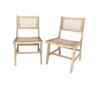Lot de 2 chaises de jardin Ocara. cannage et bois. L 61 x 51 x 85cm