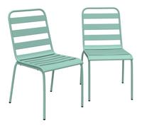 Lot de 2 chaises de jardin - Outsunny - empilables - pour salle à manger extérieure - métal - vert