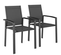 Lot de 2 chaises de jardin - Outsunny - empilables - respirant - avec accoudoirs - en aluminium et textilène - gris foncé