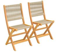 Lot de 2 chaises de jardin - Outsunny - pliantes dossier assise en corde tressée gain de place, charge 160 kg - bois - beige