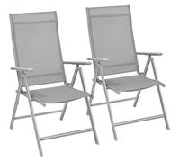 Lot de 2 Chaises de Jardin Pliables - SONGMICS - Gris - Dossier réglable - Charge 150 kg