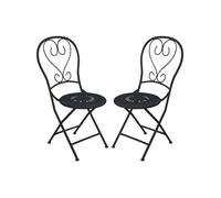Vente-unique - Lot de 2 chaises de Jardin Pliantes en métal façon Fer forgé - Anthracite - GUERMANTES de MYLIA