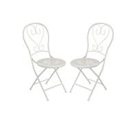 Lot de 2 chaises de jardin pliantes en métal façon fer forgé - Blanc - GUERMANTES de MYLIA