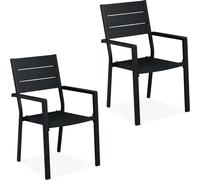 Relaxdays Lot de 2 chaises de jardin noires